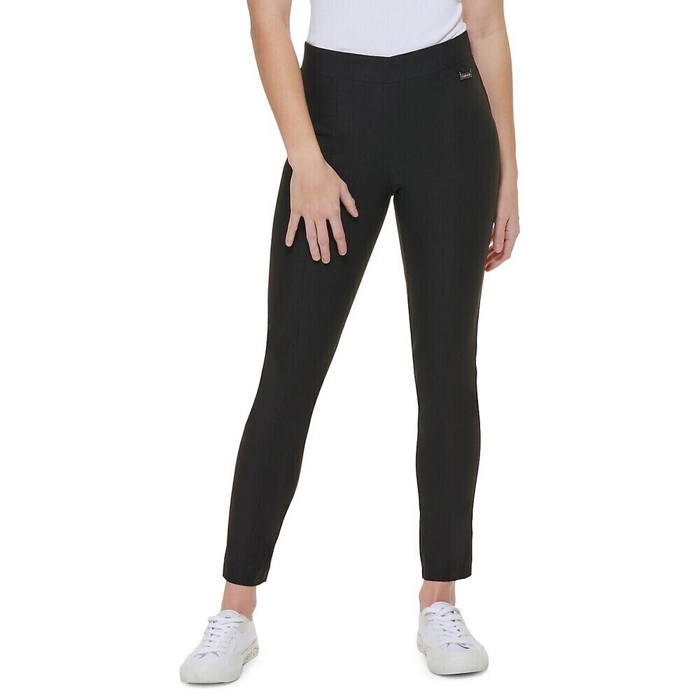 Calvin Klein Madison Front Seams Pull-On Style Slim Pants In Black Size XS NWT